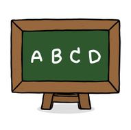 English alphabet on green board