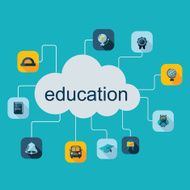 Flat concept set modern design with shadow education icons N14