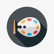 Palette with paint brush flat icon long shadow eps10