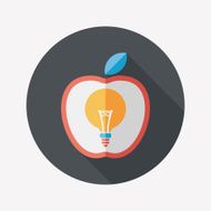 light bulb in apple flat icon with long shadow eps10
