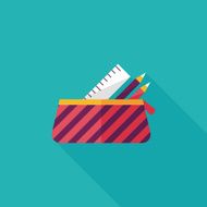 pencil box flat icon with long shadow eps10 N31