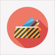 pencil box flat icon with long shadow eps10 N33