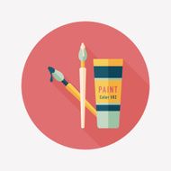 brush and color tube flat icon with long shadow eps10 N15