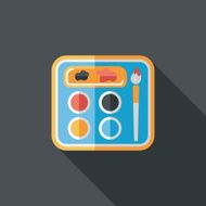 Palette with paint brush flat icon long shadow eps10 N5