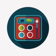 Palette with paint brush flat icon long shadow eps10 N6