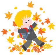 Schoolboy with autumn leaves N2