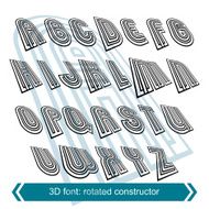 3d retro font in rotation stylish vector letters design