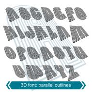 3d retro typeset with lines in rotation vector uppercase