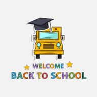 Concept Icon back to school school bus hat text N2
