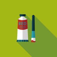 paint brush flat icon with long shadow eps 10 N8