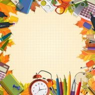 Vector frame of school supplies