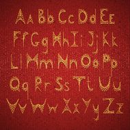 Vector English alphabet embroidered on cardboard