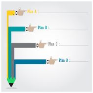 creative template with pencil ribbon banner flow chart N2