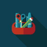 pencil box flat icon with long shadow eps10 N36