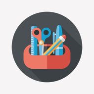 pencil box flat icon with long shadow eps10 N37