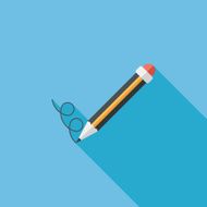Pencil flat icon with long shadow eps10 N4