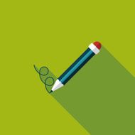 Pencil flat icon with long shadow eps10 N5