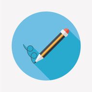 Pencil flat icon with long shadow eps10 N6