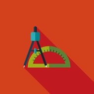 rulers and compass flat icon with long shadow eps10 N11