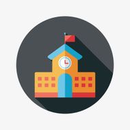 School building flat icon with long shadow eps10 N24