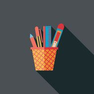 Pen Holder flat icon with long shadow eps10 N10