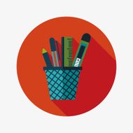 Pen Holder flat icon with long shadow eps10 N11