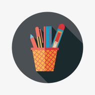 Pen Holder flat icon with long shadow eps10 N12