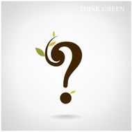 Question mark and think green concept