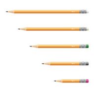 Wooden sharp pencils set isolated on white background