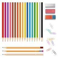 Wooden colorful sharp pencils set with erasers and push clips