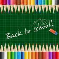 Welcome Back to school background card with pencils
