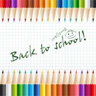 Welcome Back to school background or card with pencils