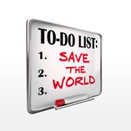 save the world on to-do list whiteboard