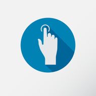 Touch icon hand with pressed finger in flat style
