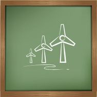 Wind turbine drawing sign on blackground vector
