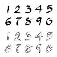 Numbers 0-9 written with a brush