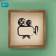 Video camera drawing sign on blackboard background vector