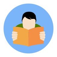 Reading Man Icon FAQ Concept Flat style illustration