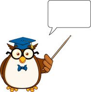Owl Holding A Pointer With Speech Bubble