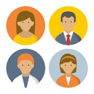 Colorful Peoples Userpics Icons Set in Flat Style Vector