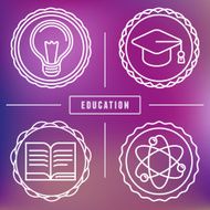 Vector education icons and logos in outline style N2