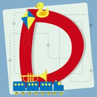 Letter &quot;d&quot; from stylized alphabet with children&#039;s toys N2