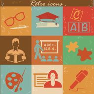 Education icons retro vector