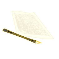 Golden pen and the manuscript vector