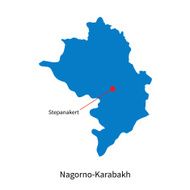 Detailed vector map of Nagorno-Karabakh and capital city Stepanakert