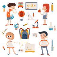 Cartoon School Retro Children Set