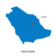 Detailed vector map of Saudi Arabia and capital city Riyadh
