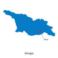 Detailed vector map of Georgia and capital city Tbilisi