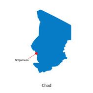 Detailed vector map of Chad and capital city N&#039;Djamena