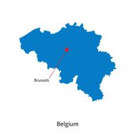 Detailed vector map of Belgium and capital city Brussels